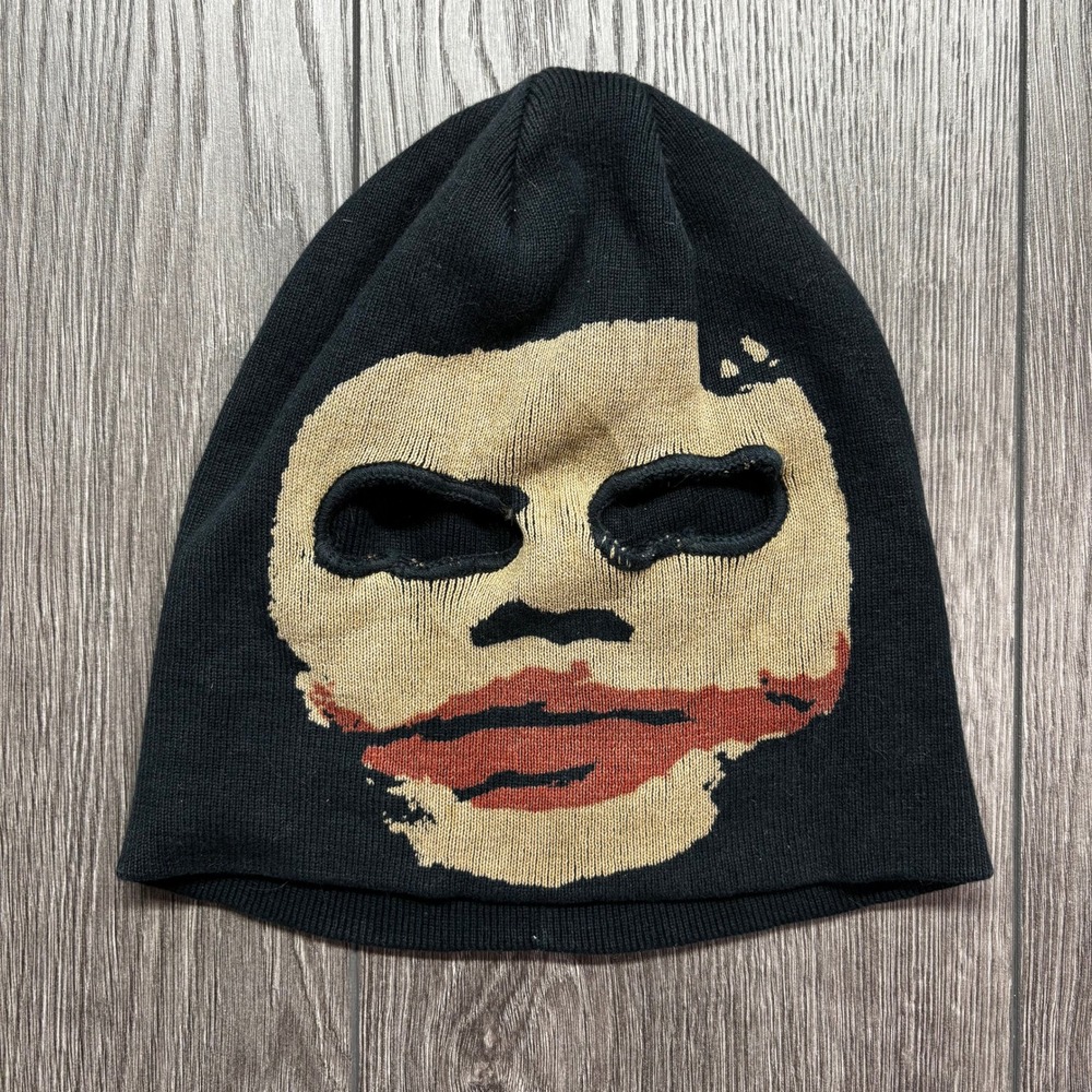 DC Comics The Dark Knight Joker Mask Beanie Black Knit Hat 2008 Vintage One Size